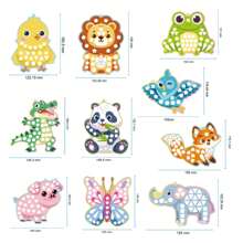 Attività artistiche e creative per bambini - Set di pittura con adesivi di animali carini, adesivi laser e set da colorare, 10 carte con disegni di animali + 12 adesivi laser + 10 corde decorative, decorazioni da appendere, artigianato fatto in casa, set creativo, regalo di compleanno, regalo per le vacanze, regalo per il ritorno a scuola, borsa, giocattoli per bambini e bambine di 3-6 anni, regali di Natale e Ognissanti