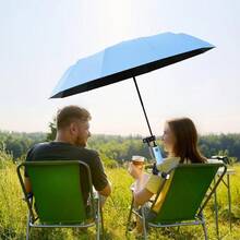 Cool SummerBeach Chair Umbrella With Clamp Clip On Umbrellas For Chair 42 Inches Adjustable Sun Umbrella For Camping Outdoor Chair UPF 50+ Folding Umbrella For Travel Plant Shade Wheelchair - SkyBlue - View 5
