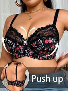 Plus Size Women Fashionable Underwire Bra, Lift - Black - View 6