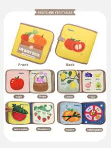 1pc Baby Cloth Book, Tear-Resistant, Fruit, Vegetable, Animal Recognition, Sound-Enhanced, Early Educational Toy For 0-1 Year Old