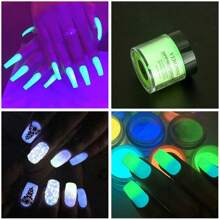 VERONNI 12 couleurs de poudre à tremper qui brillent dans le noir, avec un effet de dégradé rêveur, parfait pour les ongles de fête et le nail art DIY créatif