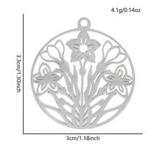 2pcs Fashionable 304 Stainless Steel Gold/Silver Plant & Flower Pattern Pendant, Vacuum Electroplated Durable Craft, Suitable For Necklace, Earrings, DIY Jewelry Making