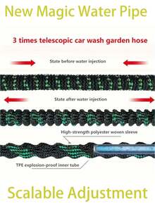 Neues dreifach erweiterbarer Gartenschlauch-Set mit langem Stiel-Schaumsprühgerät, 7,6m-30,5m erweiterbarer Gartenschlauch-Set