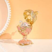 SIQIZHOU 1pc Russian Easter Egg Decorated With Metal & Rhinestone, Jewelry Box, Home Decor, Swan Egg Ornament, Jewelry Box, Ring Box, Earring Box - Multicolor - View 14