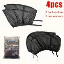 2/4 pièces Filet pare-soleil de voiture, rideau de protection UV pour fenêtre de SUV, filet pare-soleil automatique pour l'avant/l'arrière, moustiquaire de voiture, filet pare-soleil, écran anti-insectes de voiture, rideaux de fenêtre de voiture, maille pour les voyages et l'utilisation à la maison