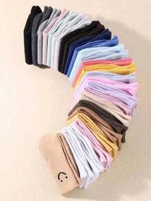 1/10 pares de calcetines de mujer con patrones aleatorios de caras sonrientes y corazones, calcetines tobilleros como regalo de Navidad - Multicolor - Ver 2