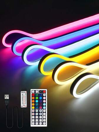 44-Key Remote Control RGB LED Strip Lights, 2835 RGB Color Changing LED Tape Light, Suitable For Living Room, Halloween Decor, Bedroom, Kitchen, Indoor, Party Decoration
