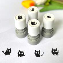 小黑猫印章，适用于记日记、考勤、盖章、教师奖励等，感光封面印章，自动上墨，黑色印迹