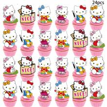 Sanrio Sanrio Hello Kitty Cupcake Toppers, Hello Kitty Birthday Decorations,Hello Kitty Theme Party Supplies