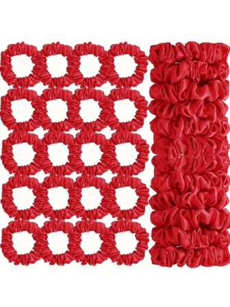 20 st små röda hårsnoddar i siden och siden, elastiska hårsnoddar i fransk stil för sommaren, håraccessoarer för kvinnor, semester, hästsvanshållare, håraccessoar, håraccessoarer, hårsnoddar, huvudbonad