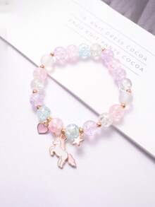 2/1pc Luminous Unicorn Quartz Jelly Watch Silicone Girl Cute Watch Paired With Rainbow Horse Bead Bracelet Watch Set The Perfect Gift For Girls, Suitable For Daily Wear, Parties,Christmas Back To School And Buying Gifts Souvenir To Give To Friends And Relatives Ladies' Watch Gift Set(Give Exquisite Gift Box) - Multicolor - View 9