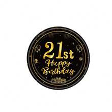 10 件/20 件/40 件/60 件/套，21 岁生日装饰生日快乐装饰 21 岁餐具餐桌装饰黑色和金色 21 岁生日盘子餐巾餐具 21 岁生日装饰万圣节餐桌装饰 - 黑色21歲 - 查看 14