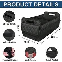 New  Car Trunk Organizer And Storage With 6 Big Pockets, Waterproof Polyester Trunk Organizer For SUV, Minivan, Truck (Large, Black) - 黑色大號 - 查看 3
