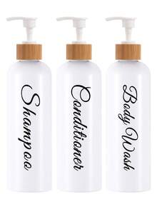 3 件 500 毫升可再填充洗发水和护发素瓶，带竹泵，浴室淋浴洗发水分配器套装，浴室空洗发水瓶乳液分配器，浴室收纳和存储返校浴室配件