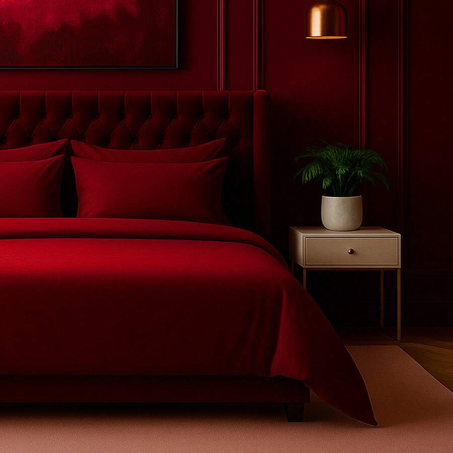 Slay Your Sleep: Cloud-Soft Cooling Bamboo Blend Sheets – 6-Piece Set W/ Deep Pockets – Breathable, All-Season Bedding, No Wrinkles, No Stress, Cozy Vibes Only – Twin, Full, Queen, King, Cal King - 酒紅色 - 查看 1
