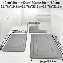 3pcs Memory Foam Super Absorbent Bath Mat Set, Non-Slip Bathroom Mats, Ultra Soft Plush Bath Rugs, For Bathtub, Shower, Bathroom Accessories, Bathroom Decor, Home Decor