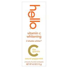 Hello Vitamin C Whitening Toothpaste With Fluoride, Whitening SLS Free Toothpaste, Up To 2 Shades Whiter Teeth, No Peroxide, Safe For Everyday Use, Natural Peppermint, 4.0 Oz - 4 Ounce (Pack Of 1) - View 1