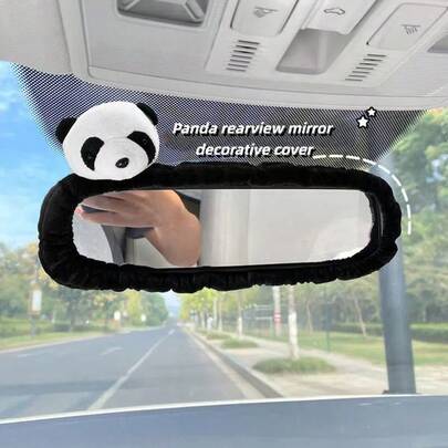 Cute Panda Car Rearview Mirror Cover Universal Decorative Panda Rearview Mirror Cover