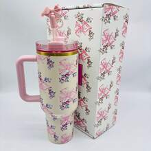 Stan/Ey 40oz PINK & BLUE Butterfly Stainless Steel Water Bottle –| Red White Blue USA Flag Design | Large Capacity, Lightweight, Dishwasher  Perfect For Daily Hydration, For Iced Coffee & Summer Drinks, Leak-Proof, Camping, Hiking & Gym Essential - 粉色 - 查看 6