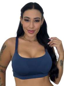 Kit 4 Top Feminino Academia Com Bojo Removível Sustentação Cropped Alça Larga Confortável Microfibra - Multicolorido - Visão 5