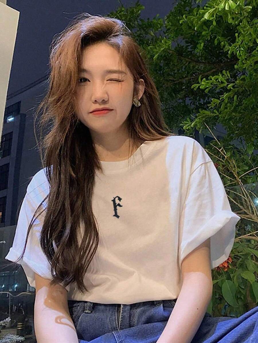 200g Pure Cotton T-Shirt 2025 Summer Ladies New Short Sleeve Pure Cotton Holiday Pattern Short Sleeve Round Neck Couple Wear Small Shirt Tops - 白色 - 查看 1