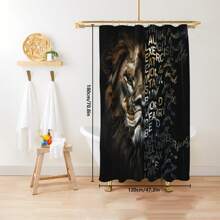 1pc/4pcs Gold African Wild Animals Manly Stylish Multifunctional Bathroom Waterproof Shower Curtain, With 12 Hooks, Bathroom Non-Slip Mat, U-Shape Toilet Mat And Round Toilet Lid Cover, Bathroom Set For Whole Scene Usage Bathroom Accessories Back To School