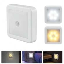 1pc Square Motion Sensor Night Light, LED Auto Sensor Wall Lamp, Battery Powered, Home Decor For Bedroom, Room, Corridor, Staircase, Bedside Cabinet, Wardrobe, Sensor Night Light, Staircase And Bathroom Sensor Light - Square - View 11