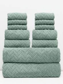 12pcs/Set (6pcs Washcloths + 4pcs Towels + 2pcs Bath Towels) Printed Coral Fleece Home Use Kit, Lightweight, Quick-Drying, Anti-Pilling, Soft To The Touch