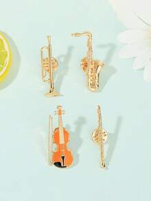 1/4件音乐爱好者的喜悦！小号、萨克斯、长笛、小提琴造型胸针，精湛的金属工艺，演奏时尚旋律，装饰服装，展现音乐激情~#乐器胸针#时尚配饰 - 彩色 - 查看 13