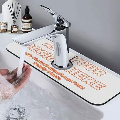 1 pieza Personaliza tu imagen Alfombrilla de grifo de baño, resistente y antideslizante, apta para cocina y mesa de comedor, lavable a mano