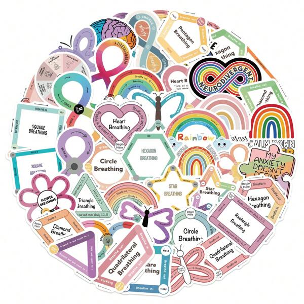 50 pezzi di adesivi e stickers calmanti, per scrapbooking, diario, bumper, skateboard, borraccia, cartone animato, elmetto, adesivi per auto e decalcomanie