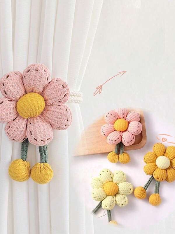 Minimalistische Vorhang-Raffhalter, verstellbare Seil-Vorhangschnallen, dekorative Blumen-Vorhangbinder, ohne Bohren, niedliche und frische Vorhangzubehör