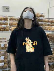 200g Pure Cotton T-Shirt 2025 Summer Ladies New Short Sleeve Pure Cotton Holiday Pattern Short Sleeve Round Neck Couple Wear Small Shirt Tops - 黑色 - 查看 1