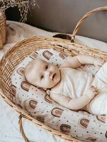 GLLQUEN BABY 2 tấm ga trải giường cũi trẻ em hình bầu dục/chữ nhật bằng vải muslin cotton đạt chứng nhận Oeko-Tex, có thể dùng làm tấm lót thay tã. - Thiên nhiên & Cầu vồng - Xem 9