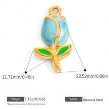 不锈钢 18K 镀金油滴花园心形甜美粉色珠宝制作吊坠套装，适合 DIY 项链、手链、耳环