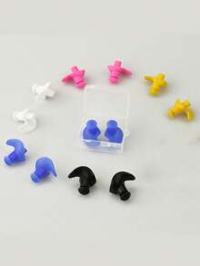 1/2 双男女通用泳衣、泳帽、防水硅胶耳套、耳塞、高弹力泳帽、防水耳塞，适合游泳和水上运动等。