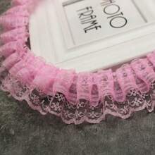 1 paquete 2 yardas de encaje plisado multicolor, accesorios para vestidos DIY, decoraciones para mascotas y muñecas, accesorios de costura, suministros de ropa