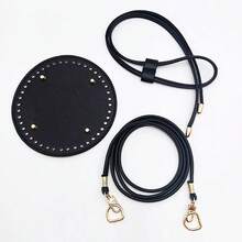 3Pcs DIY Purse Making Kit With Chain PU Leather Bucket Bag Base & Shoulder Strap Crochet Handbag Accessories