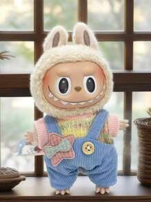 17cm Outfit Accessory, T-Shirt Suspender Pants Clothing Blind Box Plush Doll Removable Outfit Set, Suitable For 1st And 2nd Generation Dolls (Clothes Only, No Shoes). Fits 15cm-17cm (5.9 Inches-6.69 Inches) Dolls, Doll Clothes/Shoes Replacement, Suitable For Birthday, Holiday, Valentine's Day Gifts, Suitable For Everyone (Clothes Only, No Dolls Sold)