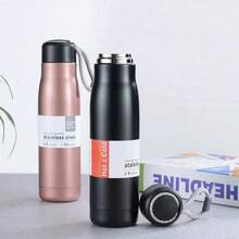 1pc Knight-Shaped Minimalist Straight Cup, Rope Handle Stainless Steel Vacuum Insulated Water Bottle - Multicolor - View 2