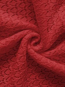 Sedessea 女士新款镂空性感沙滩度假休闲日常连衣裙，喇叭袖短款针织毛衣裙，春夏秋季 - 紅色 - 查看 7