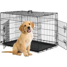 BestPet 24 Inch Dog Crates For Small Dogs Folding Metal Wire Crates Dog Kennels Outdoor And Indoor Pet Dog Cage Crate With Double-Door,Divider Panel, Removable Tray,Black