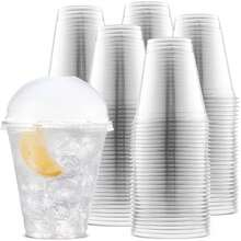 Durameg Large Party Plastic Cups With Dome Lids 12 Oz Count - Disposable Cups - 1 - View 1