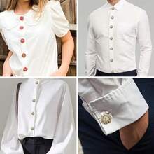 1 Pc No-Sew Rhinestone Button Covers For Women's Shirts & Blouses – Easy Reusable Clip-On Crystal Buttons For Instant Glamour – Elegant Jewelry-Style Buttons To Prevent Accidental Openings & Wardrobe Malfunctions – Perfect For Business Attire, Formal Events, Or Everyday Fashion – Instantly Elevate Your Look, Boost Confidence, And Add Sparkle To Any Outfit – Quick And Convenient Solution For A Polished, Chic Appearance - 彩色 - 查看 3