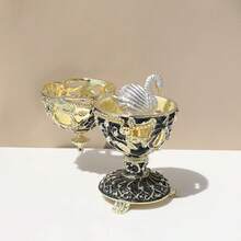 SIQIZHOU 1pc Russian Easter Egg Decorated With Metal & Rhinestone, Jewelry Box, Home Decor, Swan Egg Ornament, Jewelry Box, Ring Box, Earring Box - Multicolor - View 7