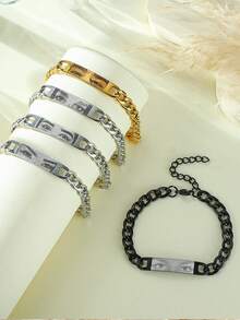 1 件个性化照片情侣手链，可定制眼睛照片手链，不锈钢链激光雕刻图像手链，雕刻图片不锈钢首饰，情人节送给男朋友的礼物，纪念礼物 - 訂製手鍊 - 查看 5