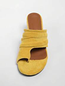 Giày sandal nữ mùa hè mới về, mũi tròn, quai ngang mắt cá chân, gót cao màu vàng nhạt, màu nâu cát, gót nhọn. - Màu vàng - Xem 8
