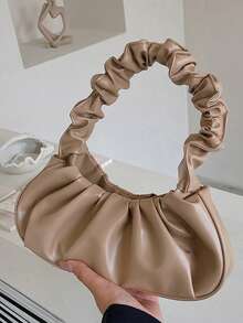 Elegant Cloud Bag, Wrinkled Style, Women's Shoulder Bag - 卡其色 - 查看 1