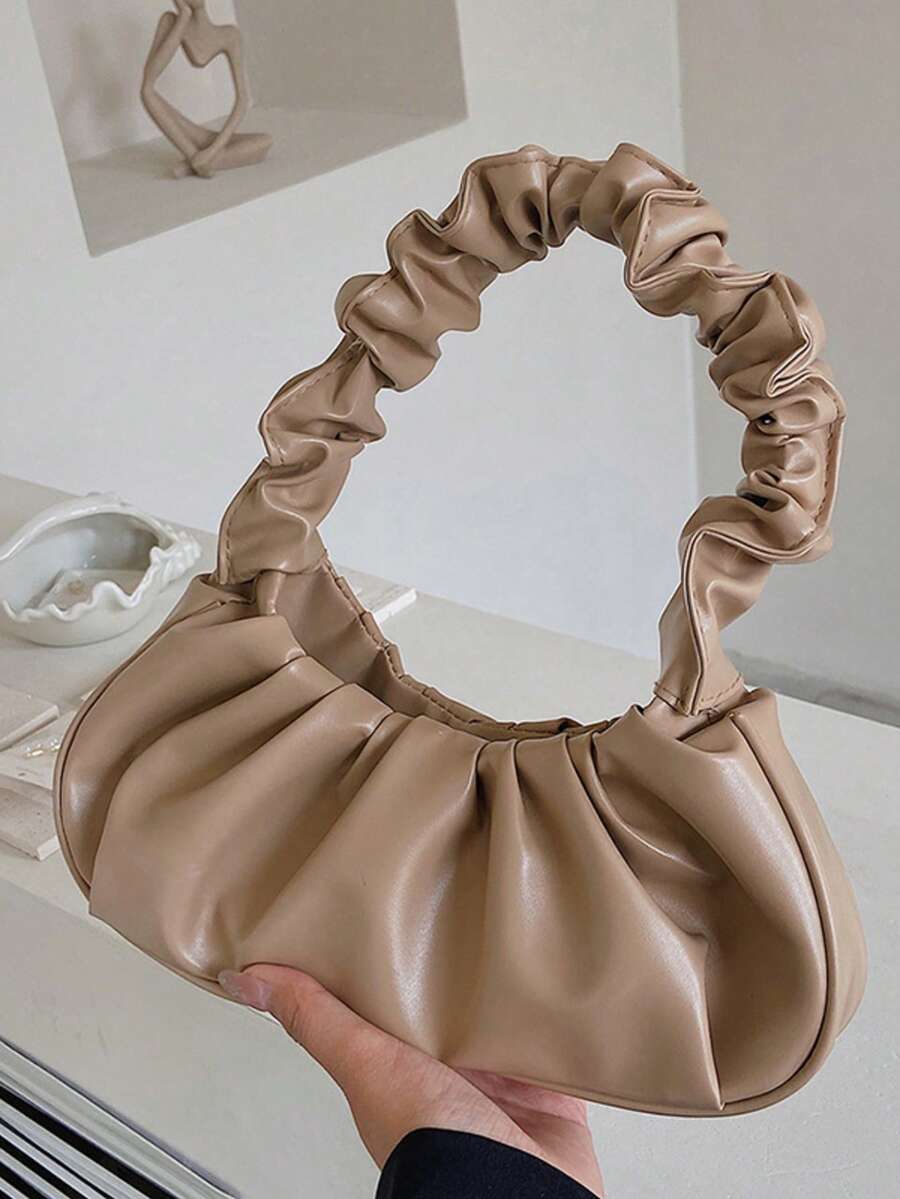 Elegant Cloud Bag, Wrinkled Style, Women's Shoulder Bag - 卡其色 - 查看 1