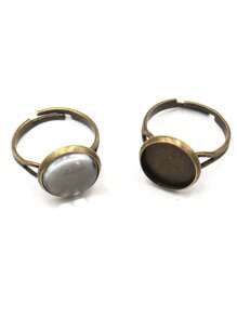 20pcs Minimalist Bronze Tone Metal Ring Base Settings Fit 1.2/1.4/1.6/1.8/2.0cm Adjustable Ring Sizer, Blank Ring Base With Round Clear Rhinestone